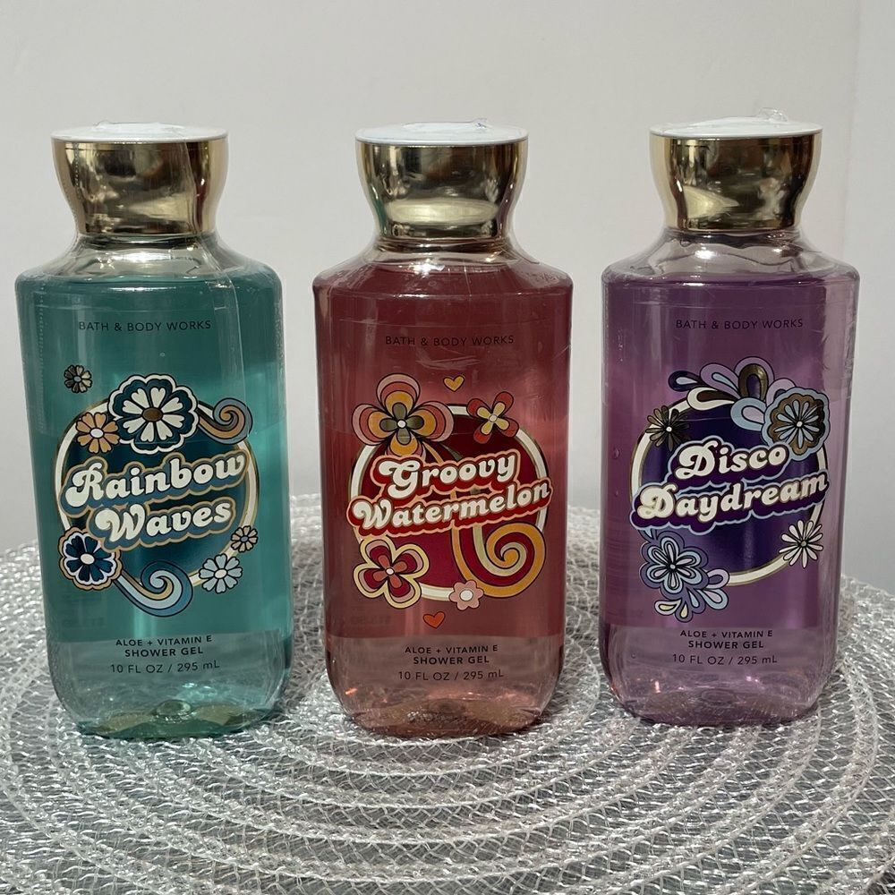 BBW Disco Daydream, Rainbow Waves and Groovy Watermelon Shower Gel set of 3 NWT